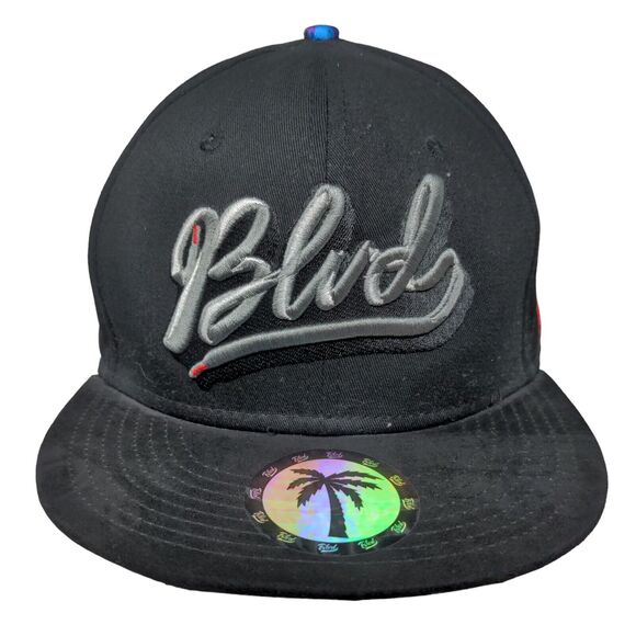 Blvd Snapback Hat Black One Size Adjustable Black Adjustable Embroidered 6 Panel - Picture 1 of 8